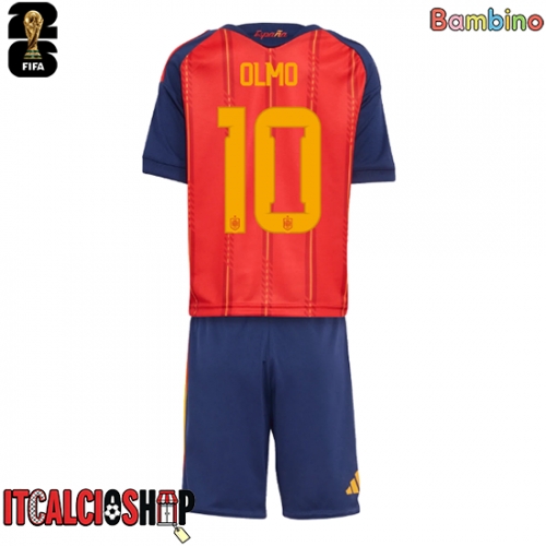 Spagna Dani Olmo #10 Prima Maglia Bambino Mondiali 2026 Manica Corta (+ Pantaloni corti)